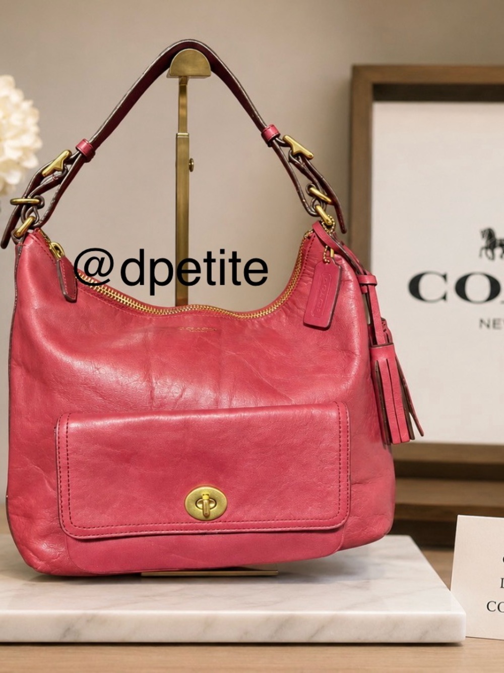Leather Coach Legacy Courtney Bag in Deep Port